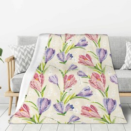 Jbofyee Spring Summer Flowers Throw Blankets All Season Ultra Soft Warm Tulips Floral Background Fleece Blanket for Home Bed Sofa Couch Chair Outdoor Travel Camping 60x50 Inch