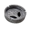 Alien Design Decorative Ashtray, Ancient Hieroglyphic Pattern, Metallic Silver Finish