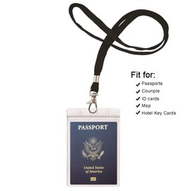 4x6Inch Extra Large Passport Holders ID Badge PVC Card Holder with Lanyards Fill for Passports by ALMHPVC (5Pack Black Lanyards)
