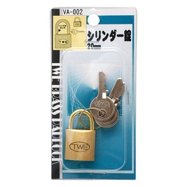 Wake Sangyo TWE VA-002 Cylinder Lock, Padlock, 0.8 inches (20 mm) Back, Anti-theft Management, 1 Main Unit, 3 Keys