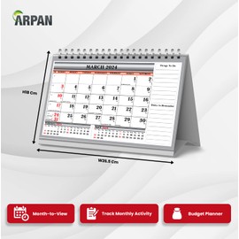 2024 One Month to View UK Stand Alone Desk Office Table Calendar Planner by Arpan