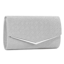 BAIGIO Glitter Evening Bags Women's Vintage Clutch Bag Elegant Handbag Retro Shoulder Bag for Party Wedding, B-silver, shoulder bag
