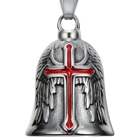 KMA Est. 2005 THE RIDE BELL Guardian Angel Cross Red For ALL Motorcycles Lucky Charm Biker Luck Gift of Love & Protection