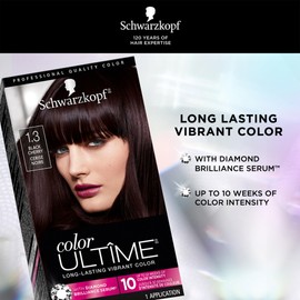 Schwarzkopf Color Ultime Hair Color, 1.3 Black Cherry, 1 Application - Permanent Black Hair Dye for Vivid Color Intensity and Fade-Resistant Shine up to 10 Weeks