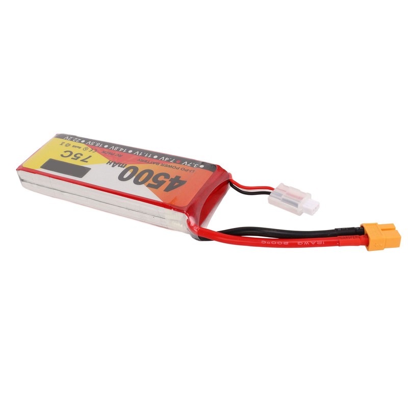 Lipo Battery 75C Discharge Rate 4500mAh Capacity 7.4V 2S Lipo