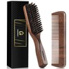 Mens Hair Brush Beard Comb Set, Slick Back Boar Bristle