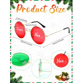 Flutesan 12 Pairs Christmas Party Sunglasses Supplies Team Naughty or Nice Party Red and Green Christmas Decoration Friendsmas Sunglasses Party Favors for Holiday Party Photo Booth Game Supplies