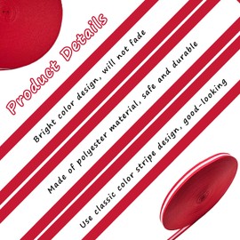 Red Striped Ribbon Grosgrain Plaid Ribbons Polyester Fabric Decorative Ribbon for Christmas Wedding DIY Crafts Gifts Wrapping Bouquets (3/8 Inch * 55 Yards, Red and White Stripe)