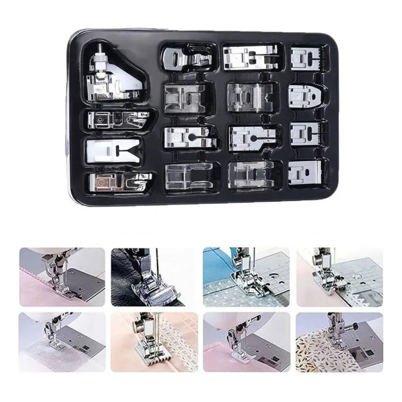 Kit Multifuncional 16 Prensatelas Repuesto Máquina Domestica