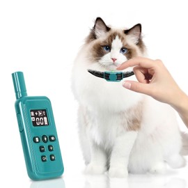 Cat Shock Collar with Remote, Lightest Cat Training Collar with Shock, Vibration, Beep 3 Modes to Stop Meowing, Waterproof, Rechargeable, 2000ft Range (Blue)