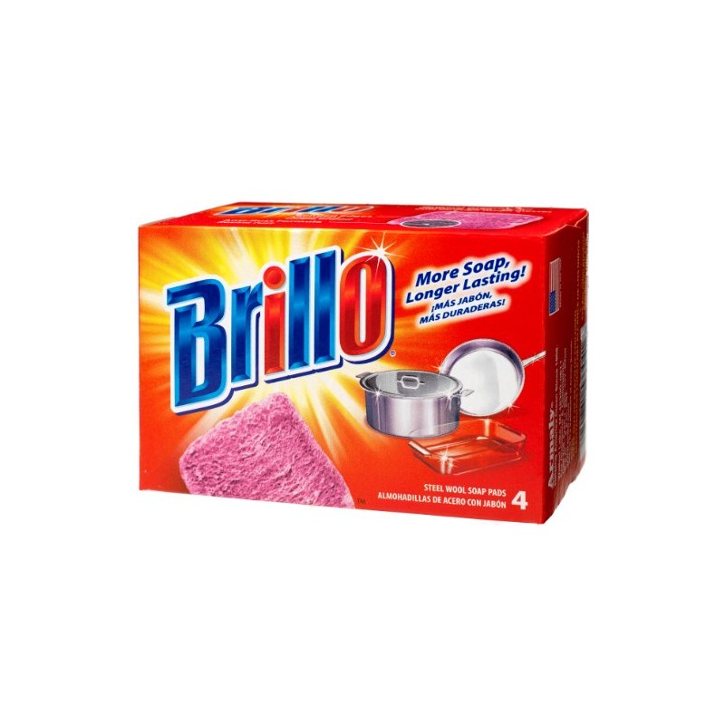 Brillo Steel Wool Soap Pads, Original Scent (Red), 4-Count