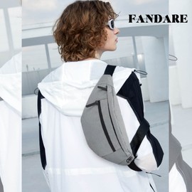 FANDARE Unisex Chest Bag Sling Bag Men Women Bum Bag Shoulder Bags Crossover Backpack Shoulder Bag Bum Bag Daypacks for Outdoor Travel Camping Hiking Backpacks Crossbody Pack, gray