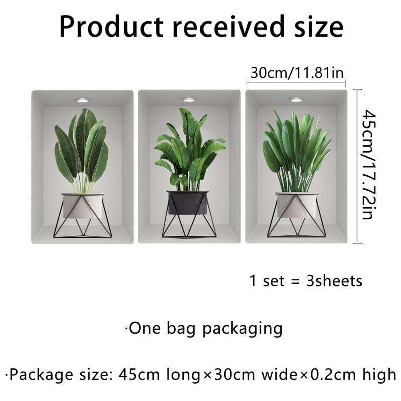 SMAOSTORE Wall Sticker, House Plants, Potted Plants, Green Plants, Stylish,