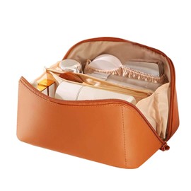 Women's Cosmetic Bag, Make Up Bag Organiser with Zip, Travel Makeup Bag, Makeup Bag, Large Capacity, Cosmetic Organiser, Toiletry Bag, Portable Makeup Bag for Girls and Mothers (Brown), brown, Women's