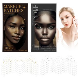 Tkekruh 12 x Freckle Patches, Freckle Tattoo Sticker, Temporary Freckle Sticker, Waterproof, Sweat-Proof, Durable for Freckle Makeup, Facial, Gold and Silver
