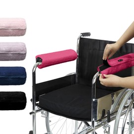 SPRING SEAON Wheelchair Armrest Covers 2 Pack Soft Memory Foam Wheelchair armrest Pads Wicking Washable for Office Transport Chair (Rose red)