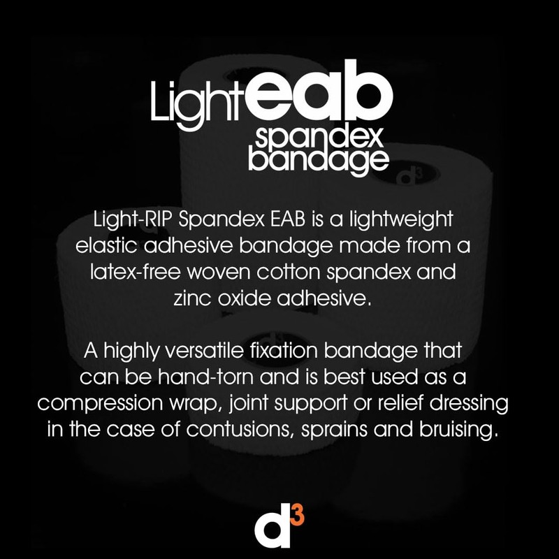 d3 Light Rip EAB Spandex Bandage Hand-Tearable White 75mm x
