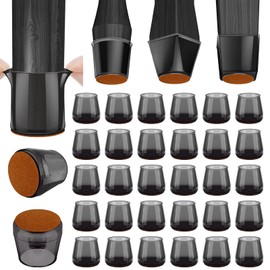 BALEINE 32 Pack Silicone Chair Leg Floor Protectors, Stool Leg Protectors Cap, Non-Slip Chair Leg Caps for Hardwood Floors (Black & Large, 32 Pack)