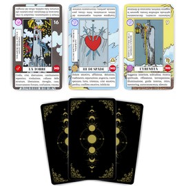 ARCANIA - Tarot for Beginners in Italian with Simple Definitions, Keywords, Zodiac Signs, Chakra, Numerology, Yes or No and Background Symbolism
