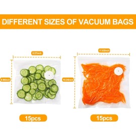 ZLTMYI 30 pcs Vacuum Sealer Bags for Food BPA-Free Resealable Vacuum Storage Meal Bags