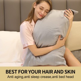 ZIMASILK 100% Mulberry Silk Pillowcase for Hair and Skin Health, Soft & Smooth, Both Sides Premium Grade 6A Silk, 600 Thread Count, with Hidden Zipper, 1pc (Standard 50x75 cm, Dark Grey)