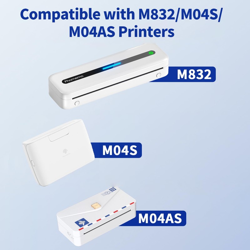 Phomemo 110mm Thermal Printer Paper 3 Rolls, Compatible with M832