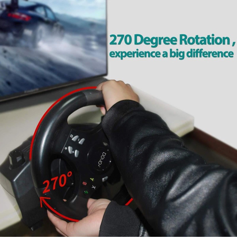 DOYO Pro Universal Vibration Gaming Steering Wheel with Pedals 270°