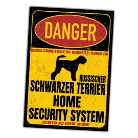 Russian Black Terrier Sign Danger Security System Door Sign Dog Sign