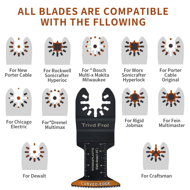 100Pcs Curved-Edge Oscillating Tool Blades Professional Universal Oscillating Saw Blades