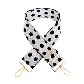 75-130 cm Adjustable Shoulder Strap for Bags, Wide 5 cm Polka Dot Pattern Universal Bag Strap Shoulder Strap with Gold Carabiner for Men and Women Shoulder Strap DIY Accessories for Bag, White Black