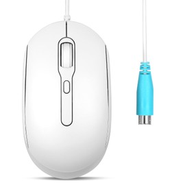 Perixx PERIMICE-222PW Wired PS/2 Optical Mouse - Long 5.9 Ft Cable - Optical 1200/1600/2000 DPI Design - White