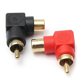 exgoofit RCA Male to RCA Female Connectors Right Angle Plug Adapters M/F 90 Degree Elbow Gold-Plated (10 Black + 10 Red) (20-Pack)