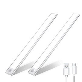 Closet Light, Ejfete 69 LED Adjustable Brightness 3 Colors 16 Inch Rechargeable Smart Motion Sensor Under Cabinet Night Light for Kitchen, Cabinet, Stairs, Bedroom (2 Pack)