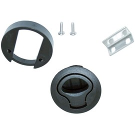 POFET 2 Inch 50mm Flush Pull Slam Latch Round for Rv Boat for Marine Deck Hatch Door Cabinet Hardware, Plastic, Black