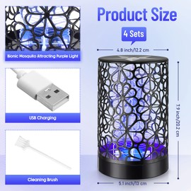 Qualirey 4 Pcs Electric Bug Zapper USB Mosquito Killer Repellent Fly Insect Lamp Purple Light Bug Trap for for Indoor Outdoor Bedroom Living Room Courtyard Backyard Patio(Black)