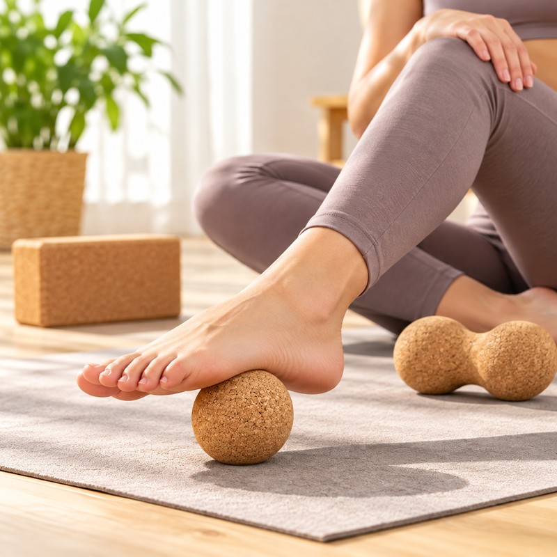 Natural Cork Yoga Block and Massage Ball for Yoga &