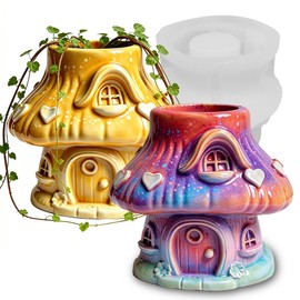 Japleed Fairytale Mushroom House Pot Silicone Mold, Unique Container Storage Molds for Epoxy Resin Casting Concrete Clay, 3D Silicone Planter Candle Holder Jewelry Trinket Box Mold DIY Art Craft Decor