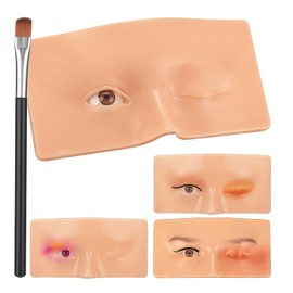 BAMTTOO Makeup Practice Face Silicone Makeup Practice Board Face Eyes Permanent Cosmetic Makeup Training for Makeup Artists and Beginners with Makeup Brushes (Type 3)