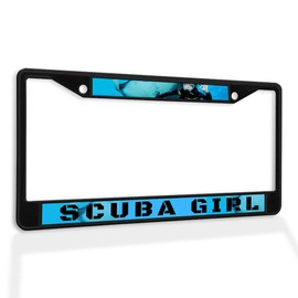 Fastasticdeals Metal Insert License Plate Frame Scuba Girl A Weatherproof Car Accessories Black 2 Holes Solid Insert