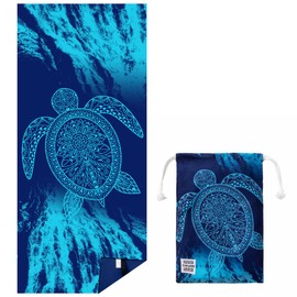 Towelistic Microfiber Beach Towel with Carry Bag | Quick Dry, Light Weight, Extra Large, 80cm x 180cm (Blue Sea Turtle)