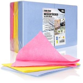 com-four® 60x Haushaltstücher, extrem saugfähige und strapazierbare Allzweck-Wischtücher aus Viskose, wiederverwendbar (30x38-60 Stück - 3 Farben)