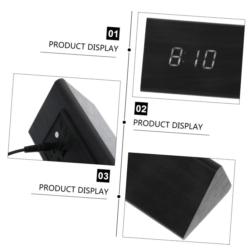Ipetboom Silent LED Alarm Clock Wooden Digital Desk Clock with