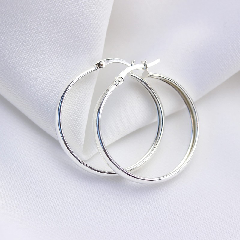 Sterling Silver Chunky Creole 30mm Hoop Earrings