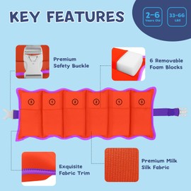 Toddler Swim Belt for Kids 2-6 Years Boys Girls Swim Trainer 33-66 lbs Adjustable Back Float Belt Water Safety Training Floaties for Pool Beach