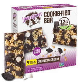 Lenny & Larry's Cookie-fied Protein Bar – Cookies & Creme Vegan Protein Bars 9x45g – Healthy Snacks with 12g Plant Protein & 5g Fiber – Gluten free Power Bar, Keto Friendly, Non-GMO & Vegan