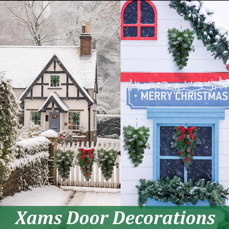 Zomiboo 8 Pcs Christmas Greenery Swag with Eucalyptus Mixed Pine