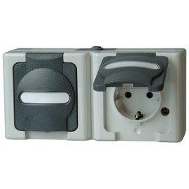 Socket, 2-way, horizontal, AP/FR, KOPP ELECTRIC BLUE