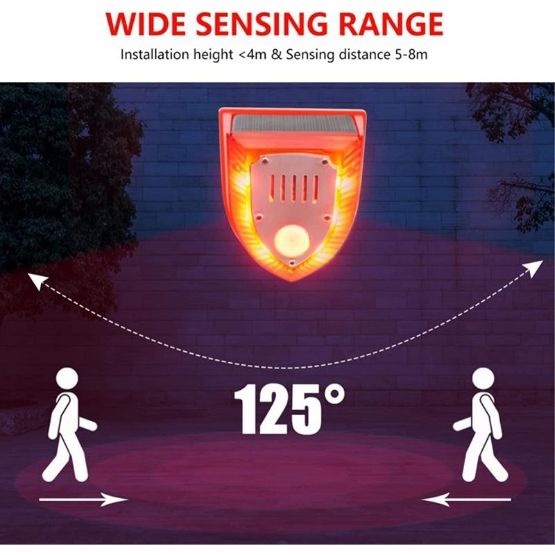 WONFAST Solar Motion Sensor Alarm Light Outdoor,Dog Barking&Gunshot Sound 129db