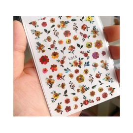 Generic Flower Leaf Holographic Nail Stickers Daisy Rose Leaf Branch Nail Decals L015 Nail Wraps Stickers Manicure Supplies for Women Nails Full Long Lasting Easy Apply and Remove