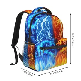 Red Blue Fire Dragon Backpack for Boys Ages 4-12 Cool Lightning Backpacks Animal Bookbag for 2nd 3rd 4th 5th 6th Grade Kids Girls Back to School Gifts